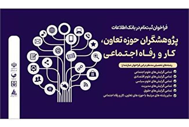 فراخوان ثبت‌نام بانک اطلاعات پژوهشگران حوزه تعاون، کار و رفاه اجتماعی