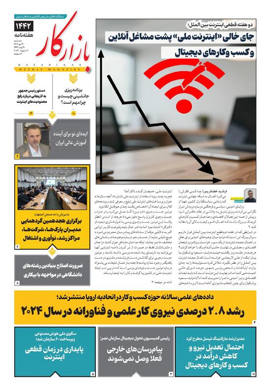 هفته نامه شماره 1442 نشریه بازارکار